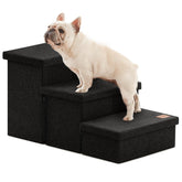 Love's cabin 3-step dog stairs provide stable access to the bed.