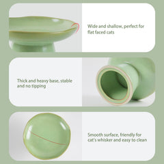 LOVINFURBABY porcelain cat bowl green highlights safe material and easy cleaning.
