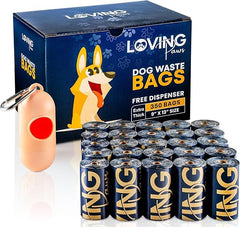 Loving Paws premium dog waste bags roll 9x13 for reliable pickup on walks.