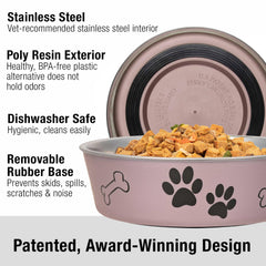 Loving Pets Bella Bowl with removable rubber base secures meals.