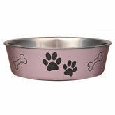 Loving Pets Bella Bowl in grape with durable stainless steel and 54 oz capacity.