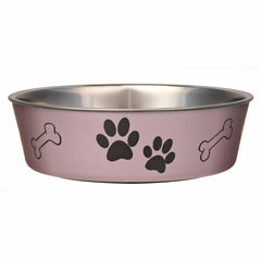 Loving Pets Bella Bowl in grape with durable stainless steel and 54 oz capacity.