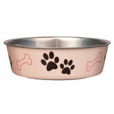 Loving Pets Bella Bowl stainless steel with no-tip design keeps meals tidy.