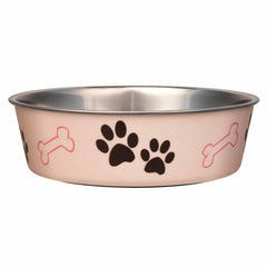 Loving Pets Bella Bowl stainless steel with no-tip design keeps meals tidy.