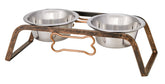 Loving Pets elevated bowls on stand, side view, promote stable, mess-free meals for dogs.