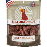 Loving Pets Natural Value Beef Sausages pack for dogs, ideal for daily rewards
