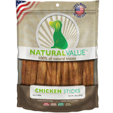 Loving Pets Natural Value chicken sticks pack, showcasing USA-made quality for tasty daily rewards.