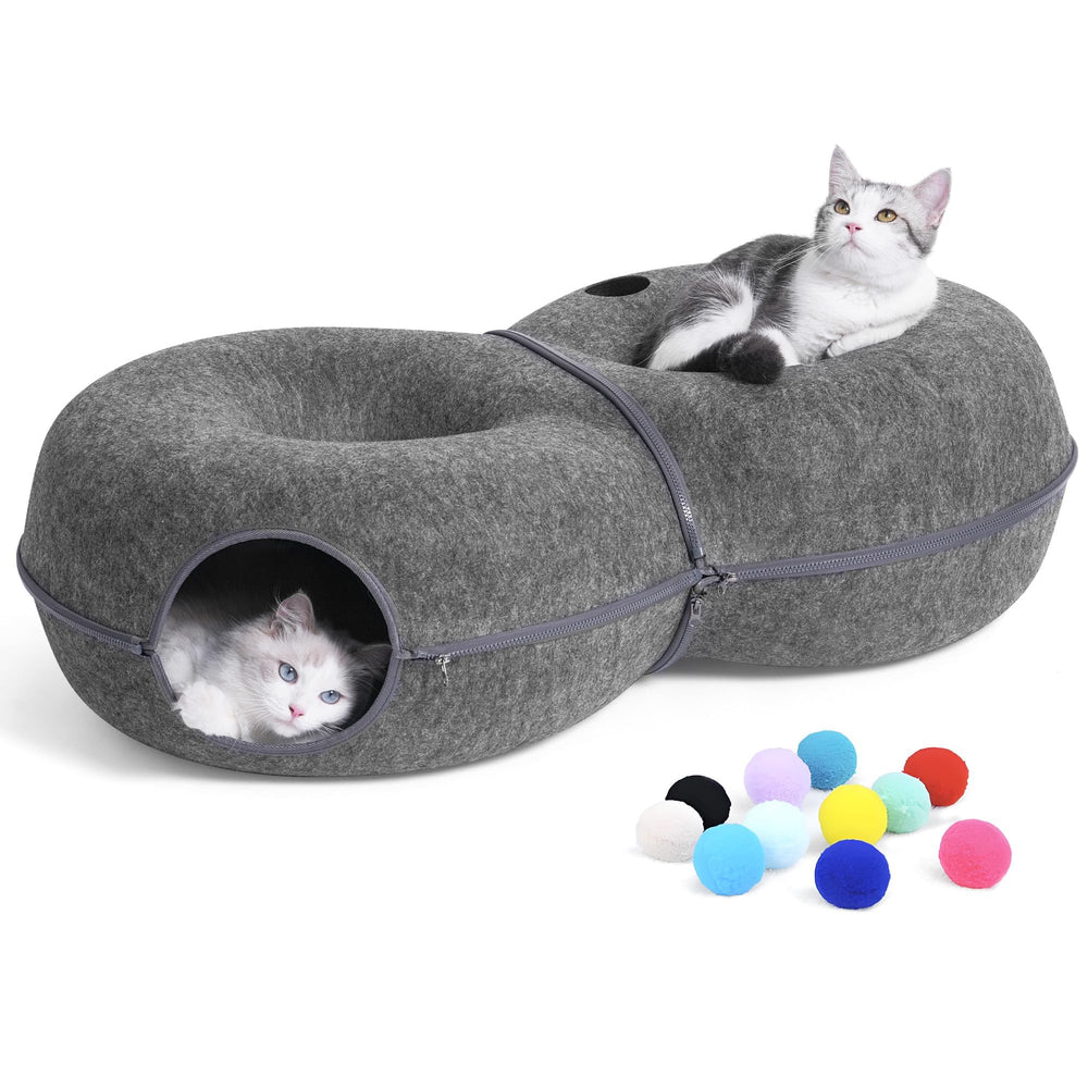 LovIntry 8-shaped cat tunnel bed top view showing spacious lounging area