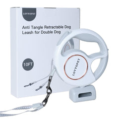 LovYoPet all-in-one retractable dual dog leash with LED light for safer night walks.