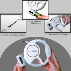LovYoPet dual dog leash 360 swivel design prevents tangles during multi-dog strolls.