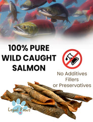 Loyal Paws single-ingredient salmon skin bag art, ideal for sensitive stomachs.