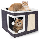 Loyareal cat house with large bed and cave on upper level for cozy indoor lounging