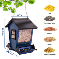 LSCQYYCC Bird Feeder dual ports show easy seed access for small songbirds.