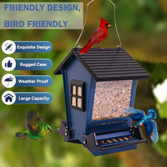 LSCQYYCC Bird Feeder transparent seed window lets you see levels at a glance.