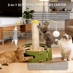 Luampo cat nail file enrichment box sandpaper base enables gentle claw filing during daily activity