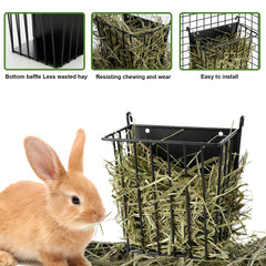 LUAVIARU durable metal-frame hay holder withstands playful nibbling