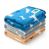 Luciphia 3-pack blue dog-printed fleece blankets, cozy and easy to clean.