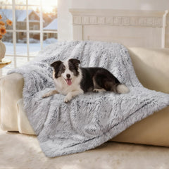 Luciphia large waterproof dog blanket close-up of plush faux fur designed for calming comfort