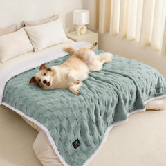 Luciphia waterproof dog blanket cover protecting a sofa from spills and fur.