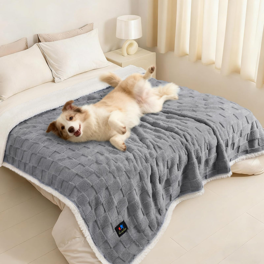 Luciphia waterproof dog blanket gray on couch protects furniture with cozy softness