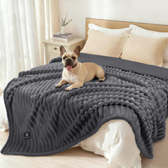 Luciphia waterproof dog blanket with two-sided plush flannel for warm, cozy naps