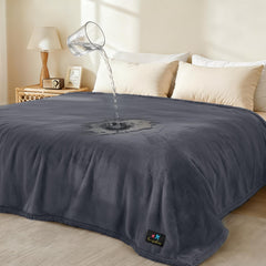 Luciphia waterproof pet blanket on sofa showing triple-layer protection against spills