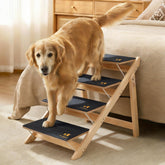 Luciphia wooden dog stairs in open configuration offering stable access to beds