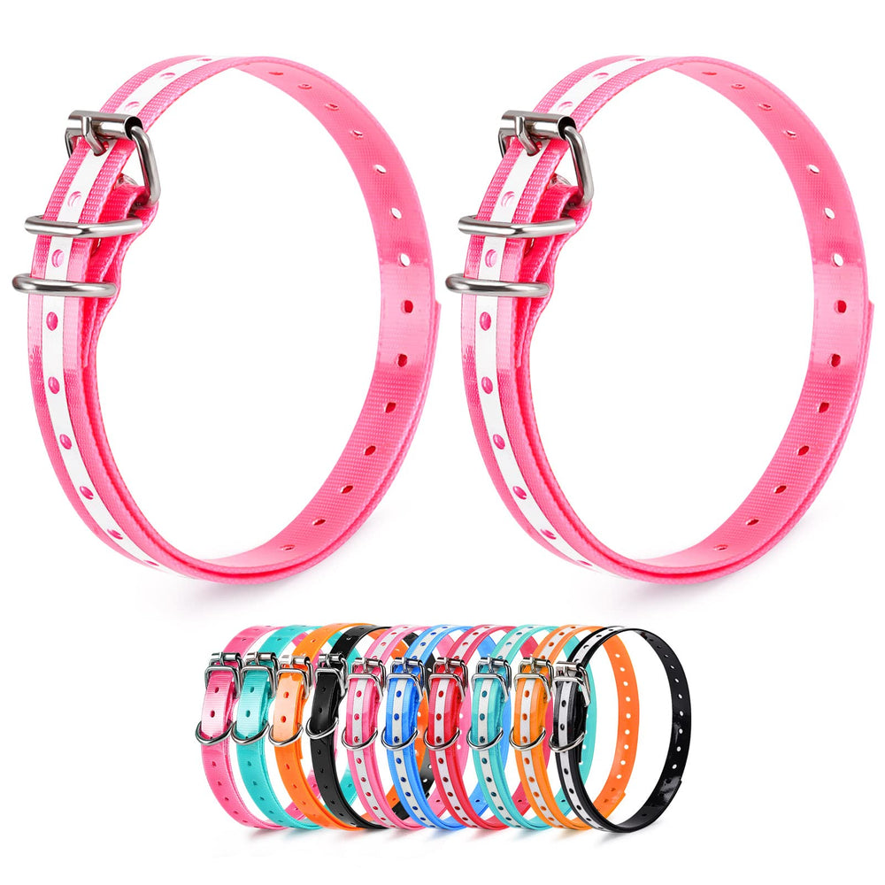 LuckinPET Replacement Collar Strap front view showing pink Pack2, adjustable fit for everyday walks.
