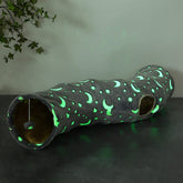 LUCKITTY cat tunnel with plush ball toys for indoor play.