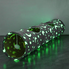 LUCKITTY Cat Tunnel Tube with Plush Ball Toys glows at night for curious cats.