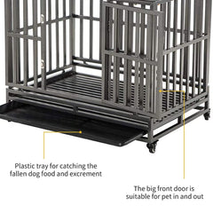 LUCKUP 38-Inch metal kennel top view, secure design.