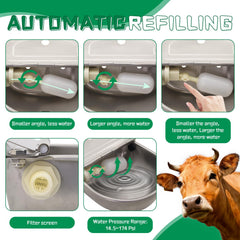 Lucky Farm trough waterer stainless-steel shows durable design for livestock.