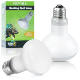 LUCKY HERP 75W basking lamp bulb glowing warmly for reptile heat.