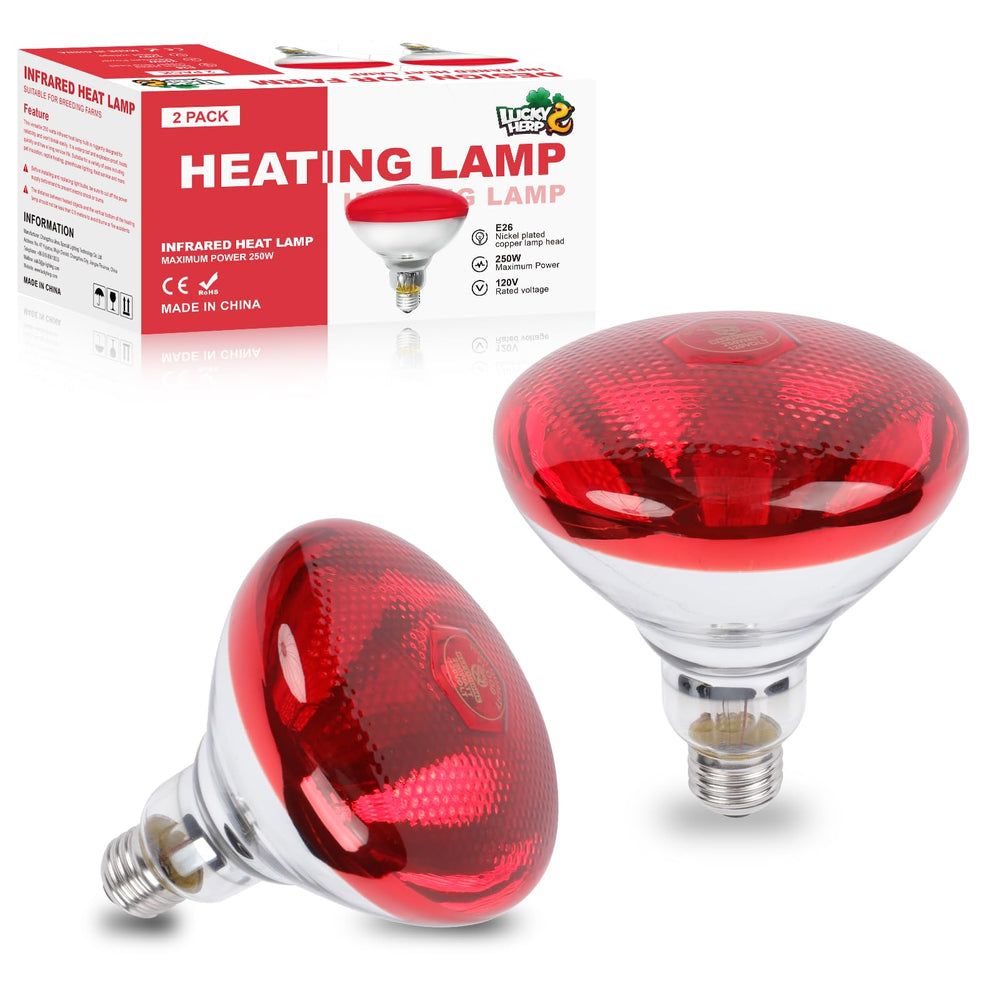 LUCKY HERP infrared heat lamp 2-pack heats chicks safely and efficiently.