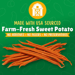Lucky Premium Treats sweet potato straws in a bowl, ideal for training rewards