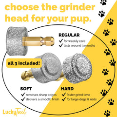 LUCKY TAIL dog nail grinder hard head for thick nails and faster results.