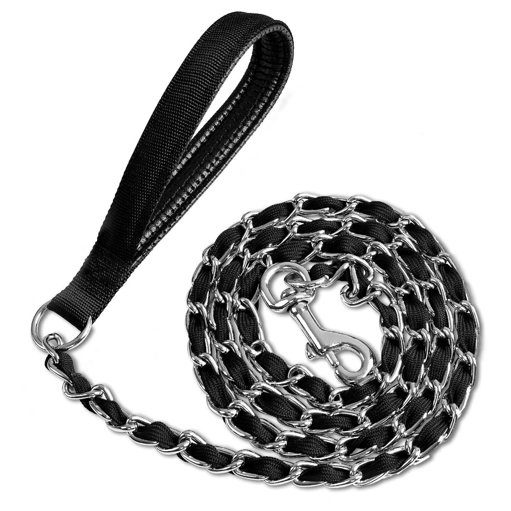 LUFFWELL heavy-duty metal dog leash in 6ft length with 3.5mm chain for strong dogs.