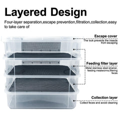 LUKHMELF transparent acrylic worm box allows clear observation of activity.