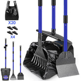 Lukovee dog pooper scooper adjustable-handle for easier yard cleanup on grass.
