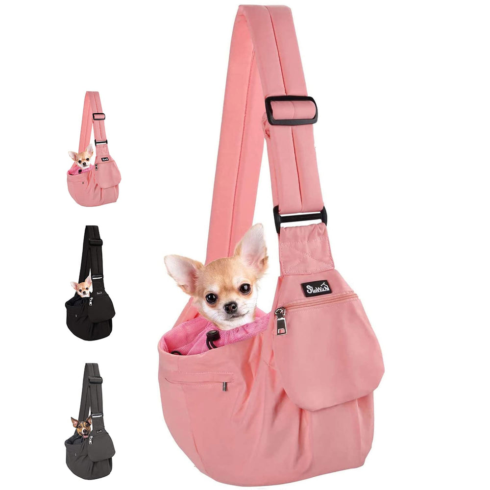 Lukovee dog sling carrier with hard bottom for stable support.