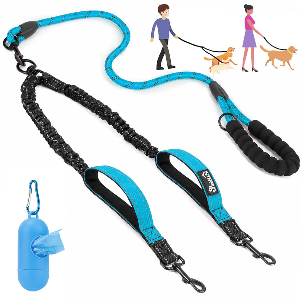 Lukovee Double Dog Leash with 360° Swivel for tangle-free walks