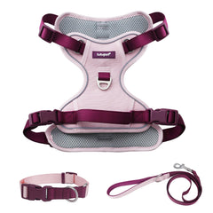 LULUPET pink dog harness back view with a control handle for quick restraint