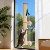 Lulu's World wall-mounted scratcher with four suction cups securely attached for damage-free mounting.
