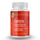 Gold Standard Herbs Lumbrex powder bottle front for dogs, highlighting natural joint support.