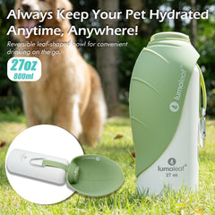 LumoLeaf bottle showing built-in bowl for easy pet drinking