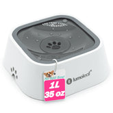 LumoLeaf No Spill Water Bowl with floating disk prevents splashes during drinking.