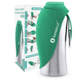 LumoLeaf portable dog water bottle 27oz in use during a park walk.