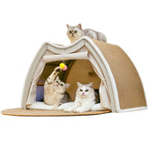 LUNNTE cat house with premium rattan-style exterior for a stylish indoor retreat.