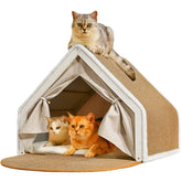 LUNNTE cat house with wood frame offers a stylish indoor retreat for small cats.