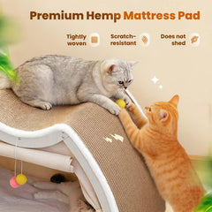 LUNNTE cat house shows natural sisal scratcher mat for furniture protection.